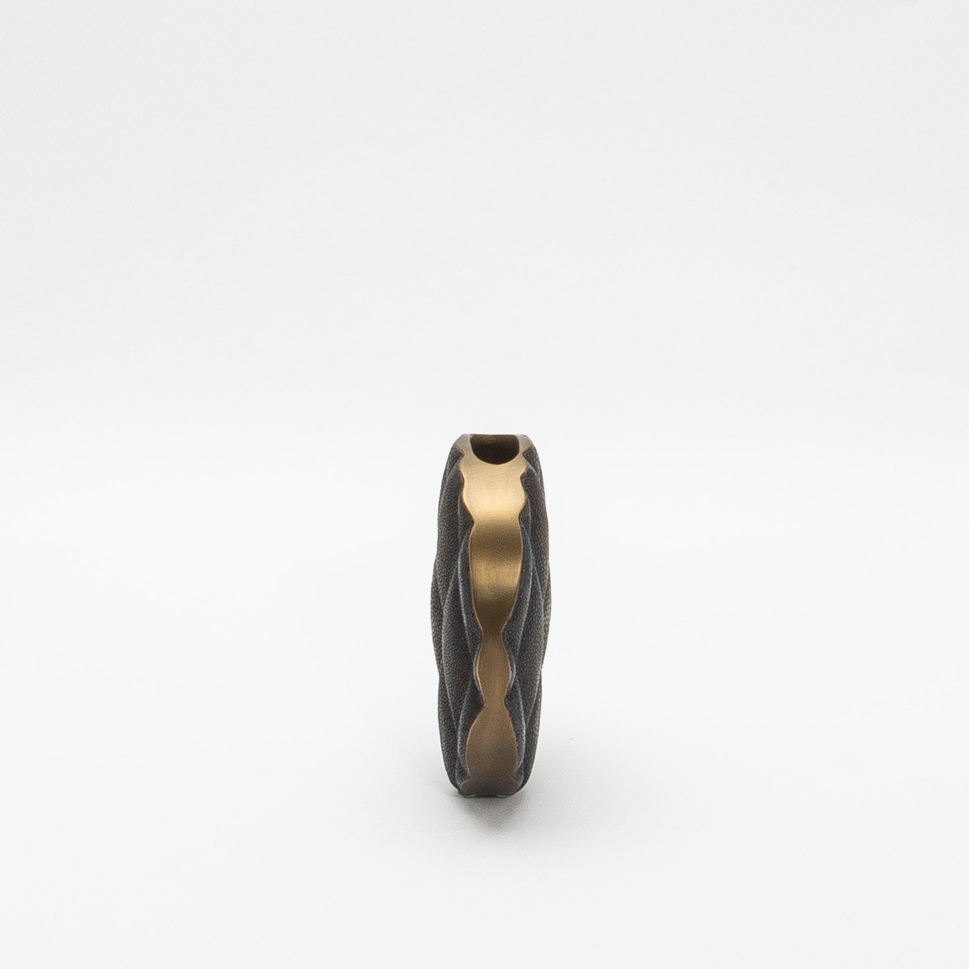 Quilted Vase in Black Shagreen with Brass by KIFU Paris