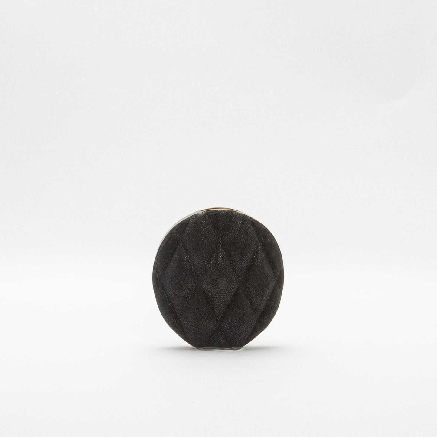 Quilted Vase in Black Shagreen with Brass by KIFU Paris