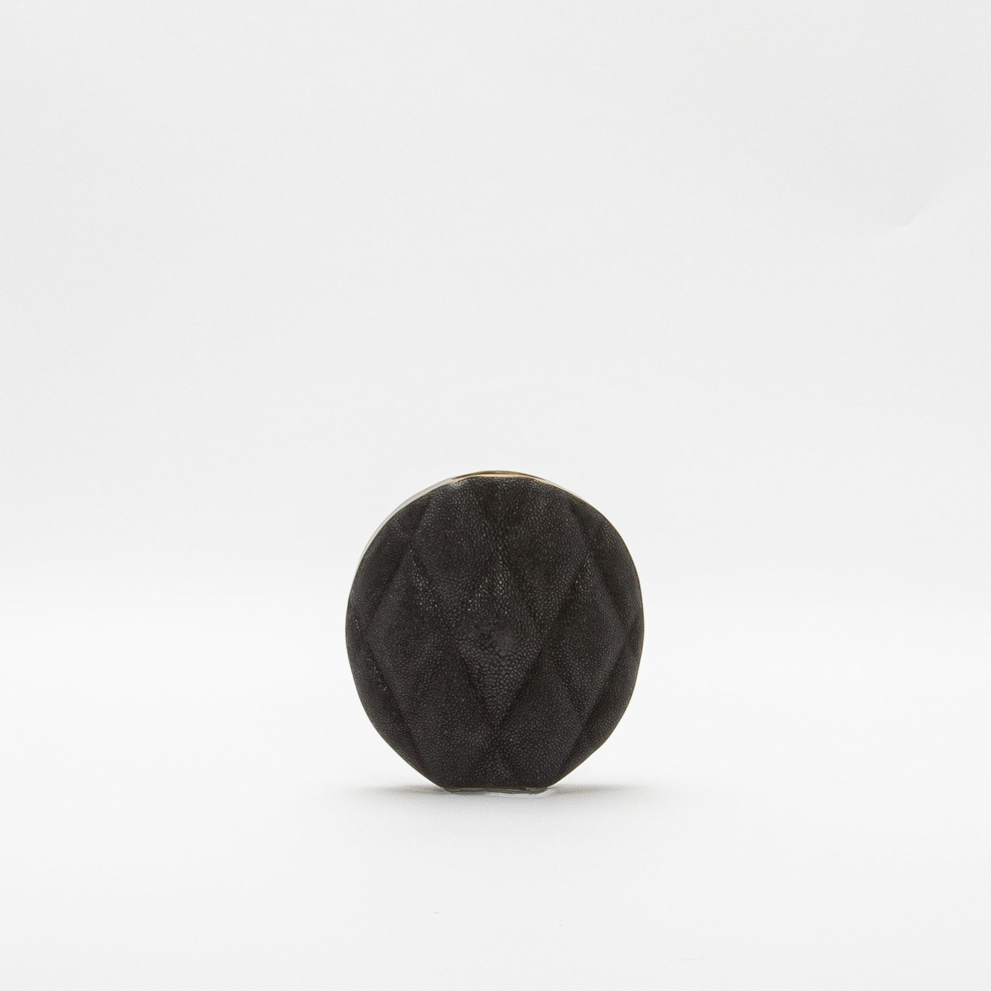 Quilted Vase in Black Shagreen with Brass by KIFU Paris