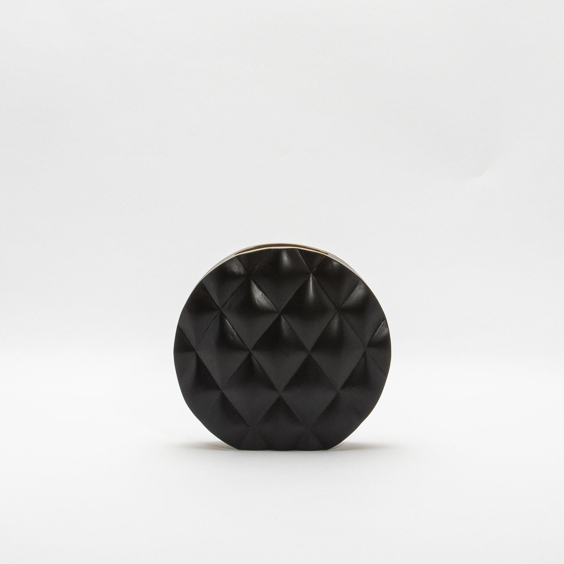 Quilted Vase in Black Oak with Brass by Kifu Paris