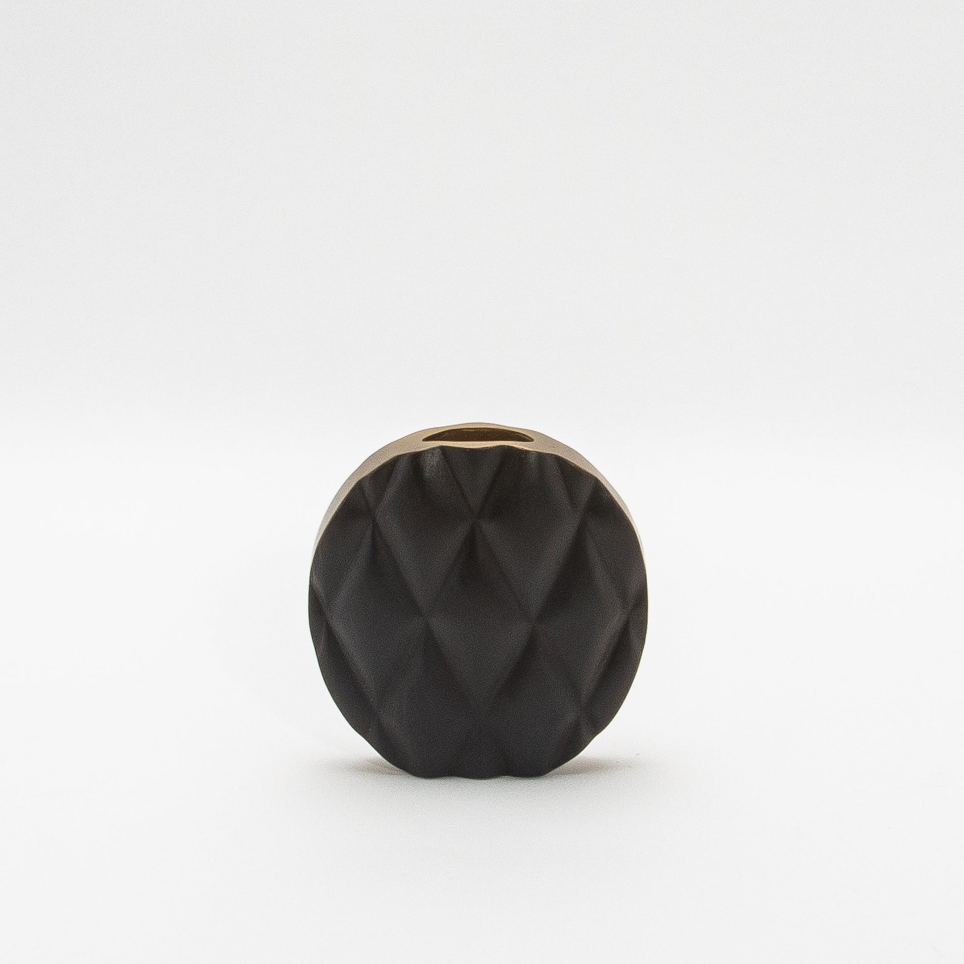 Quilted Vase in Black Oak with Brass by Kifu Paris