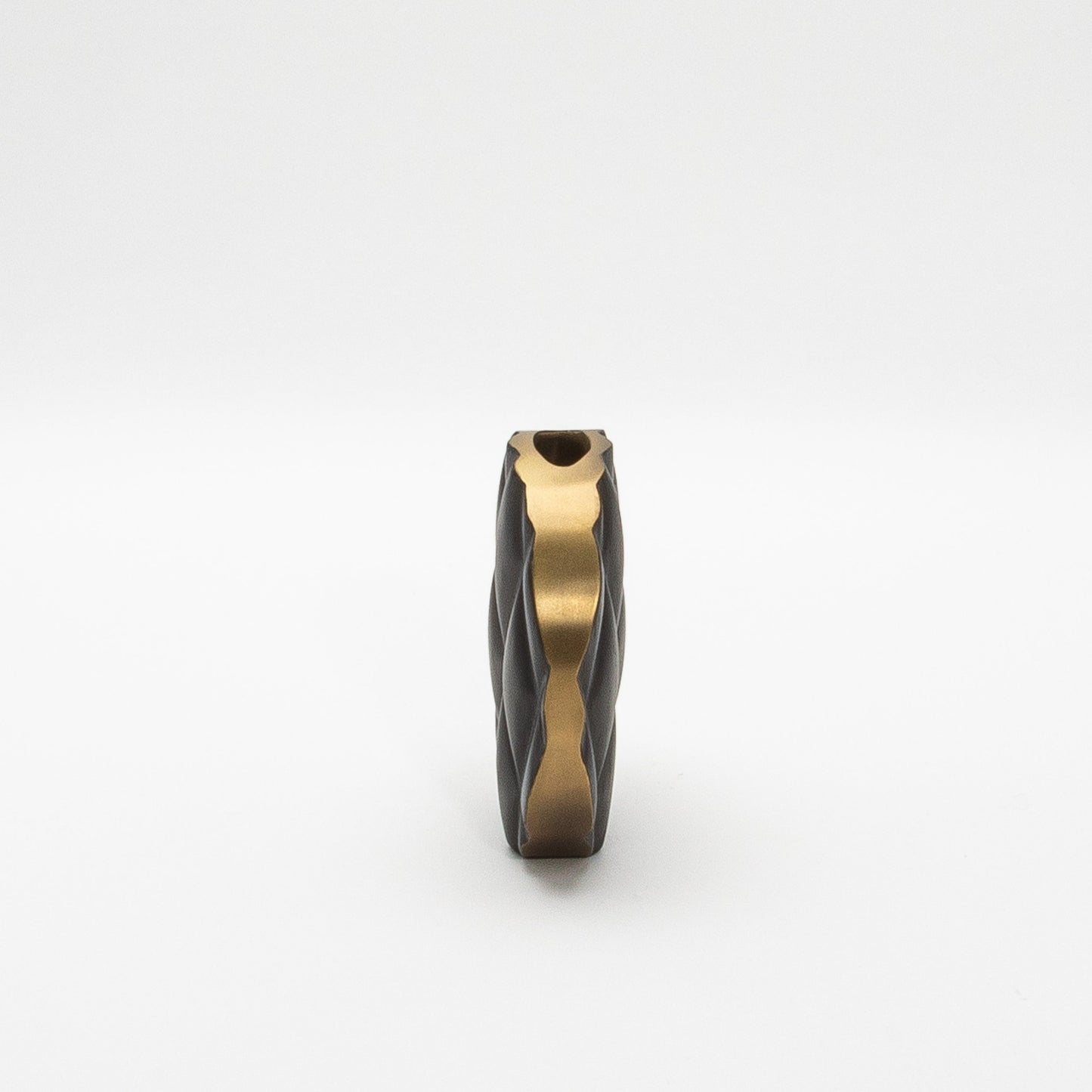 Quilted Vase in Black Oak with Brass by Kifu Paris
