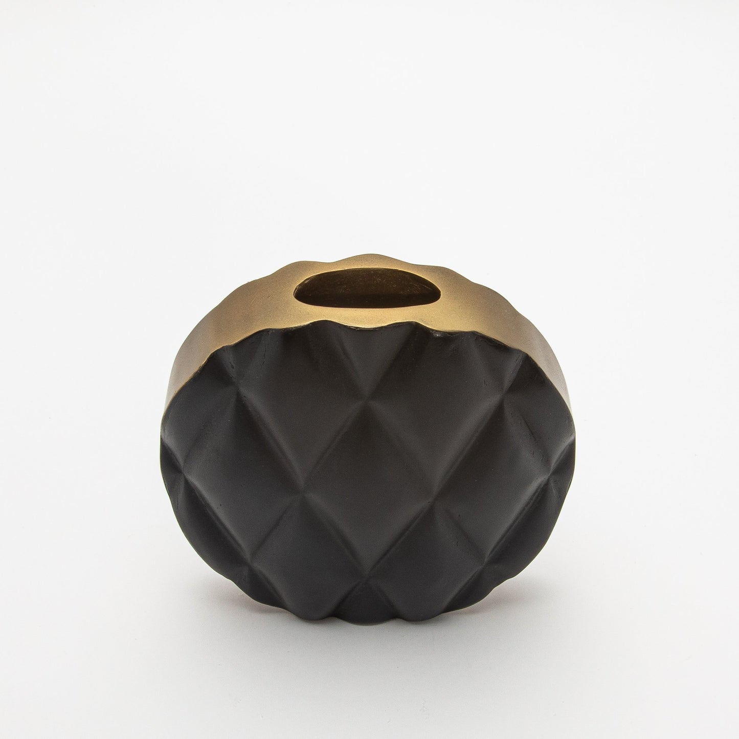 Quilted Vase in Black Oak with Brass by Kifu Paris