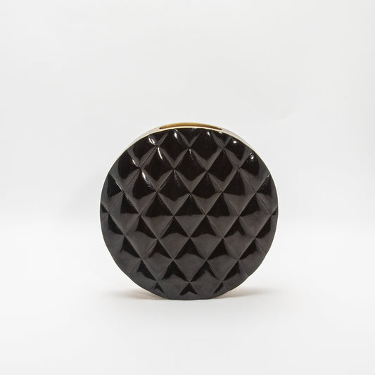 Quilted Vase in Black Shell with Brass by KIFU Paris