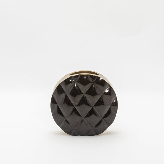 Quilted Vase in Black Shell with Brass by KIFU Paris