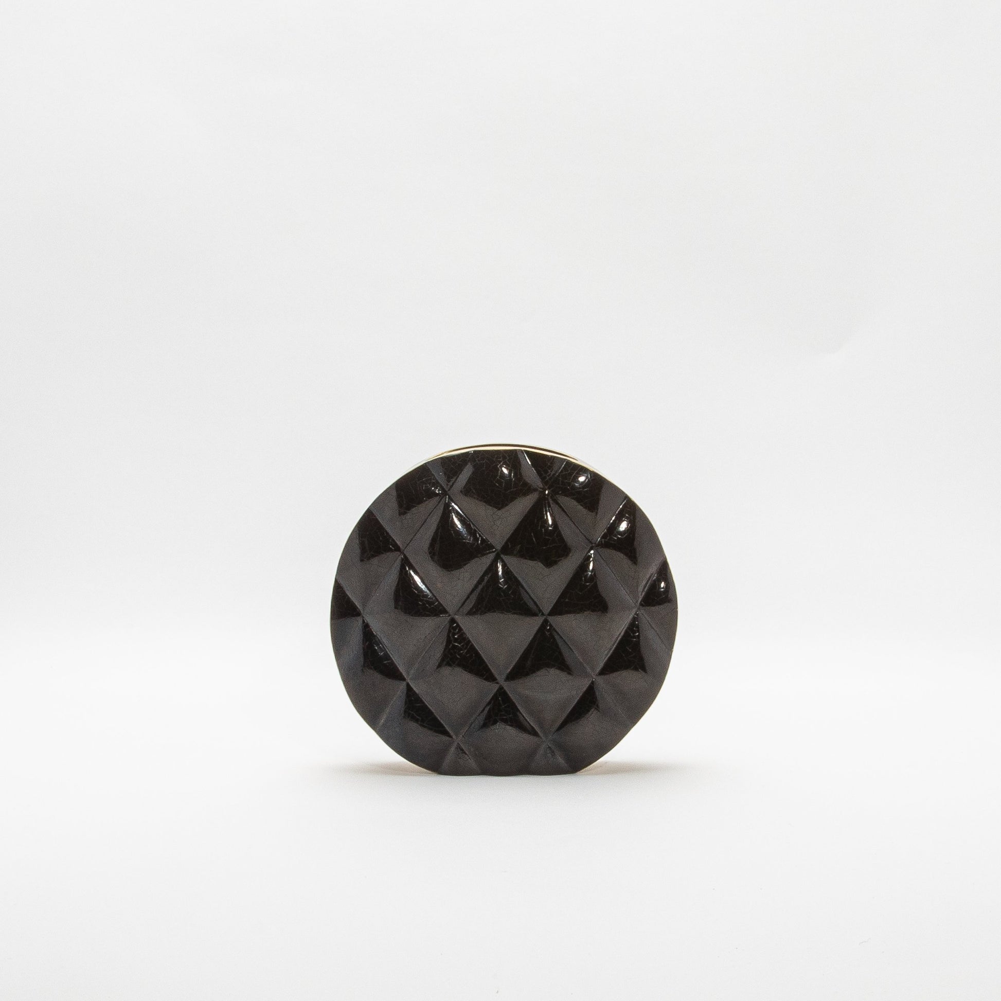 Quilted Vase in Black Shell with Brass by KIFU Paris
