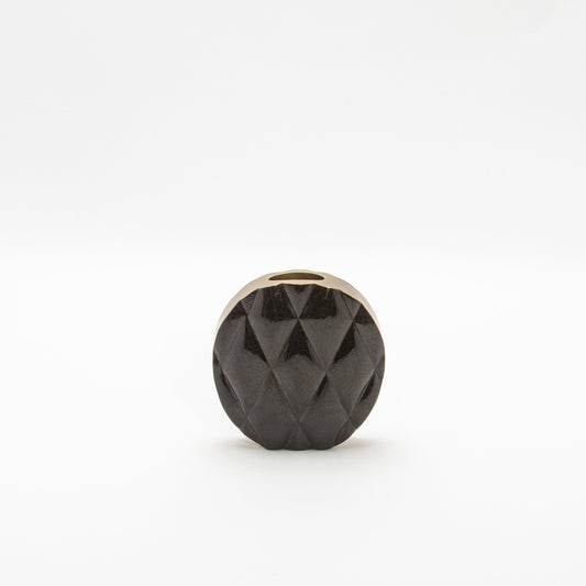 Quilted Vase in Black Shell with Brass by KIFU Paris