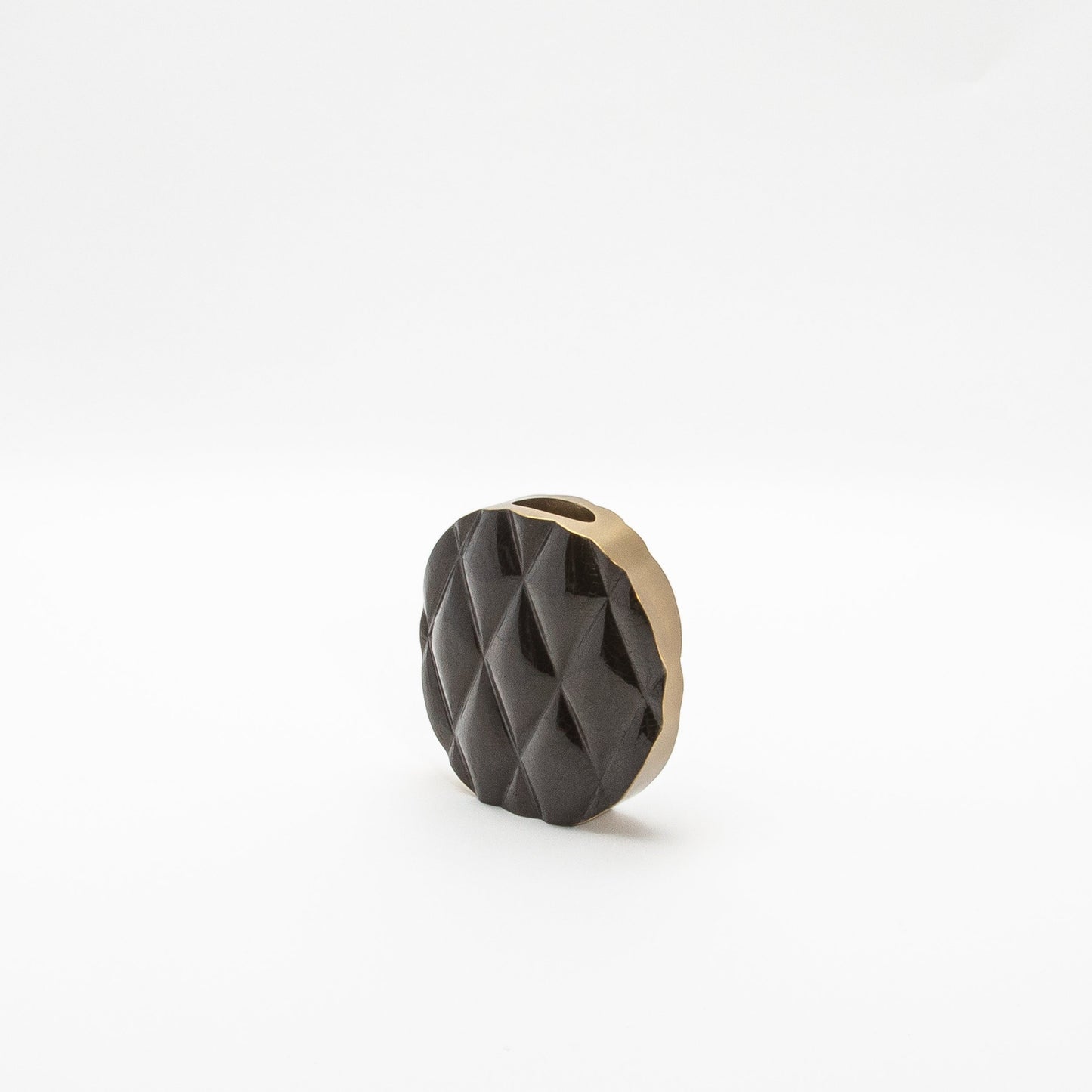 Quilted Vase in Black Shell with Brass by KIFU Paris