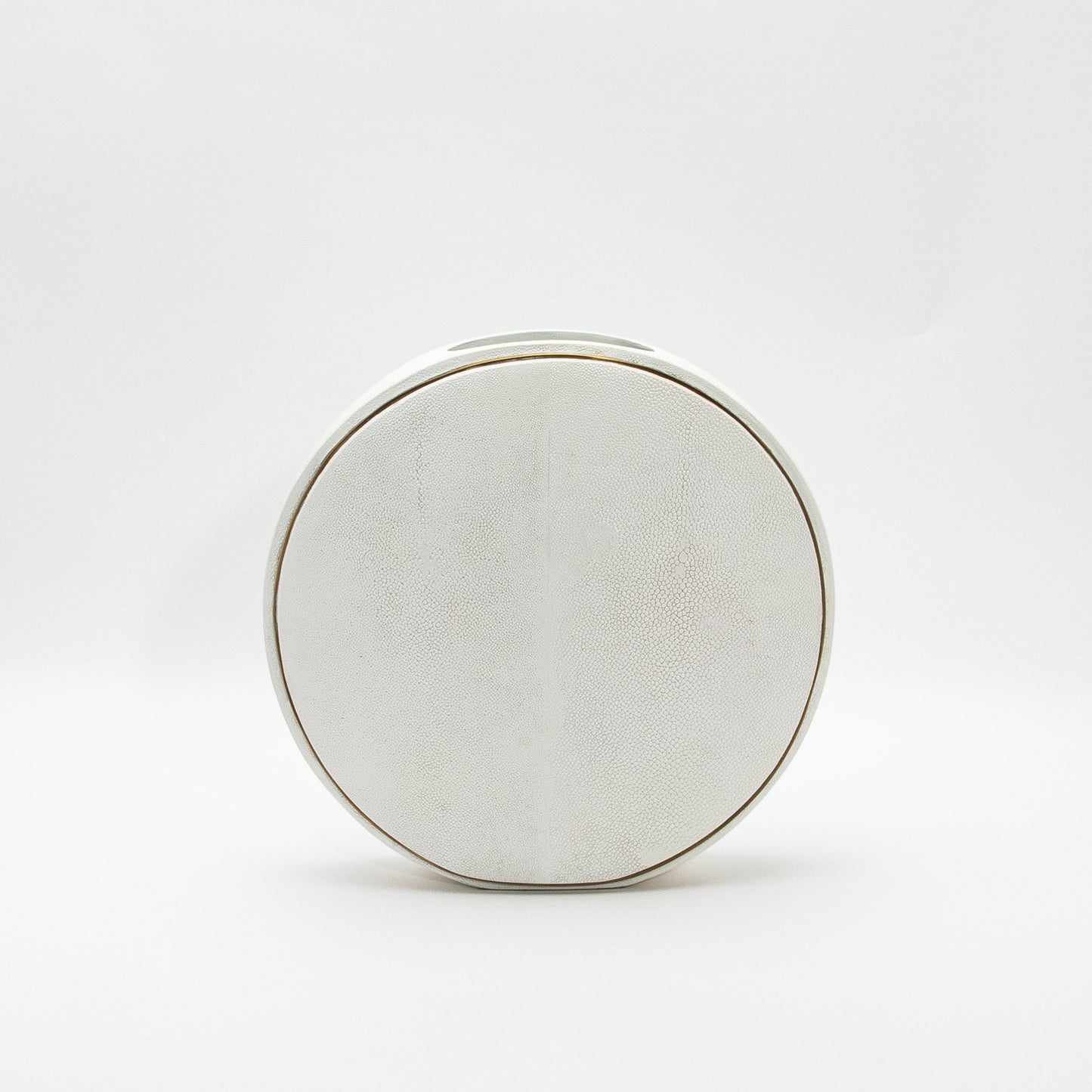 Vase in White Shagreen with Brass by R&Y Augousti