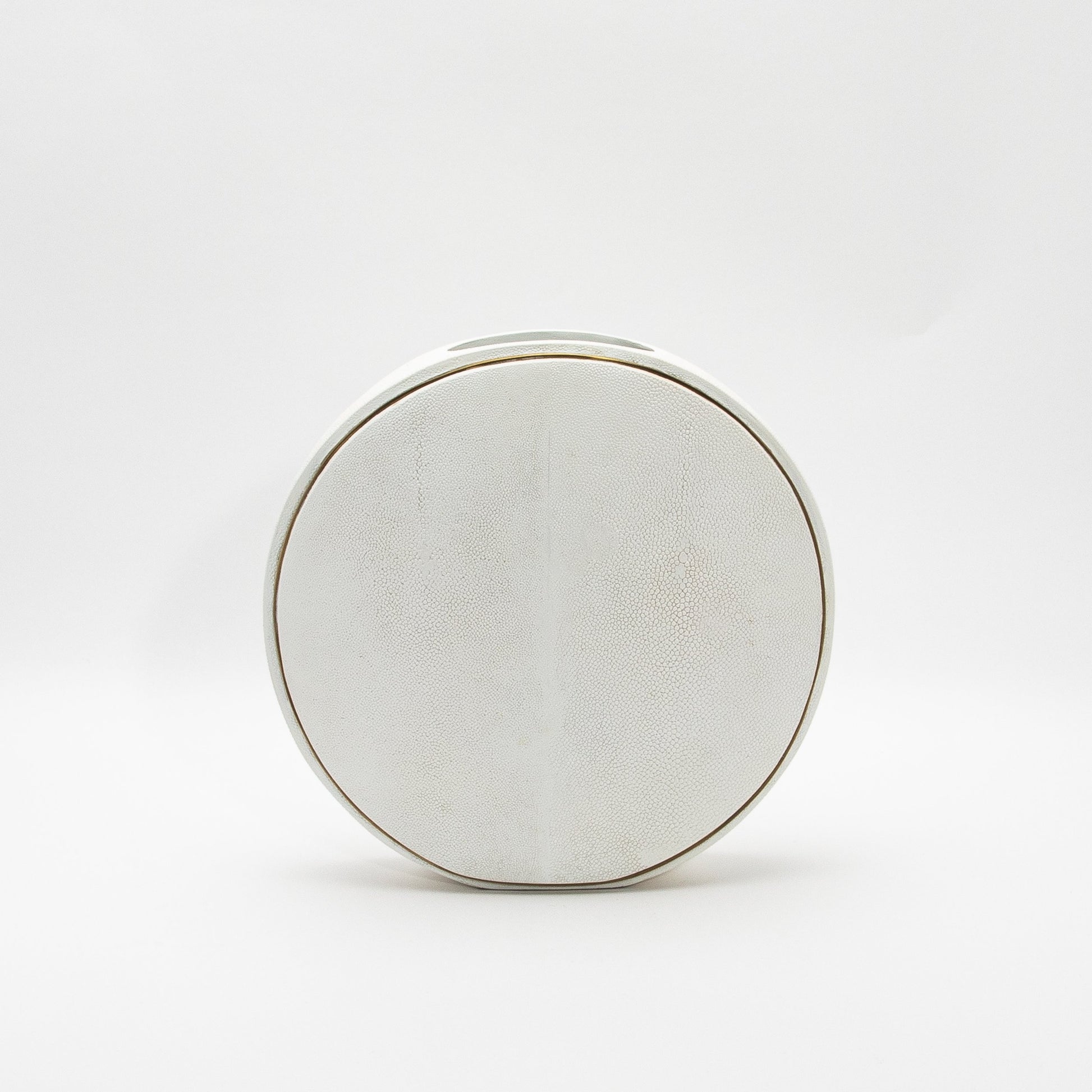 Vase in White Shagreen with Brass by R&Y Augousti
