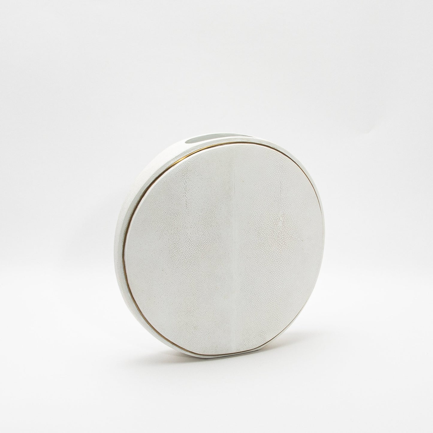 Vase in White Shagreen with Brass by R&Y Augousti