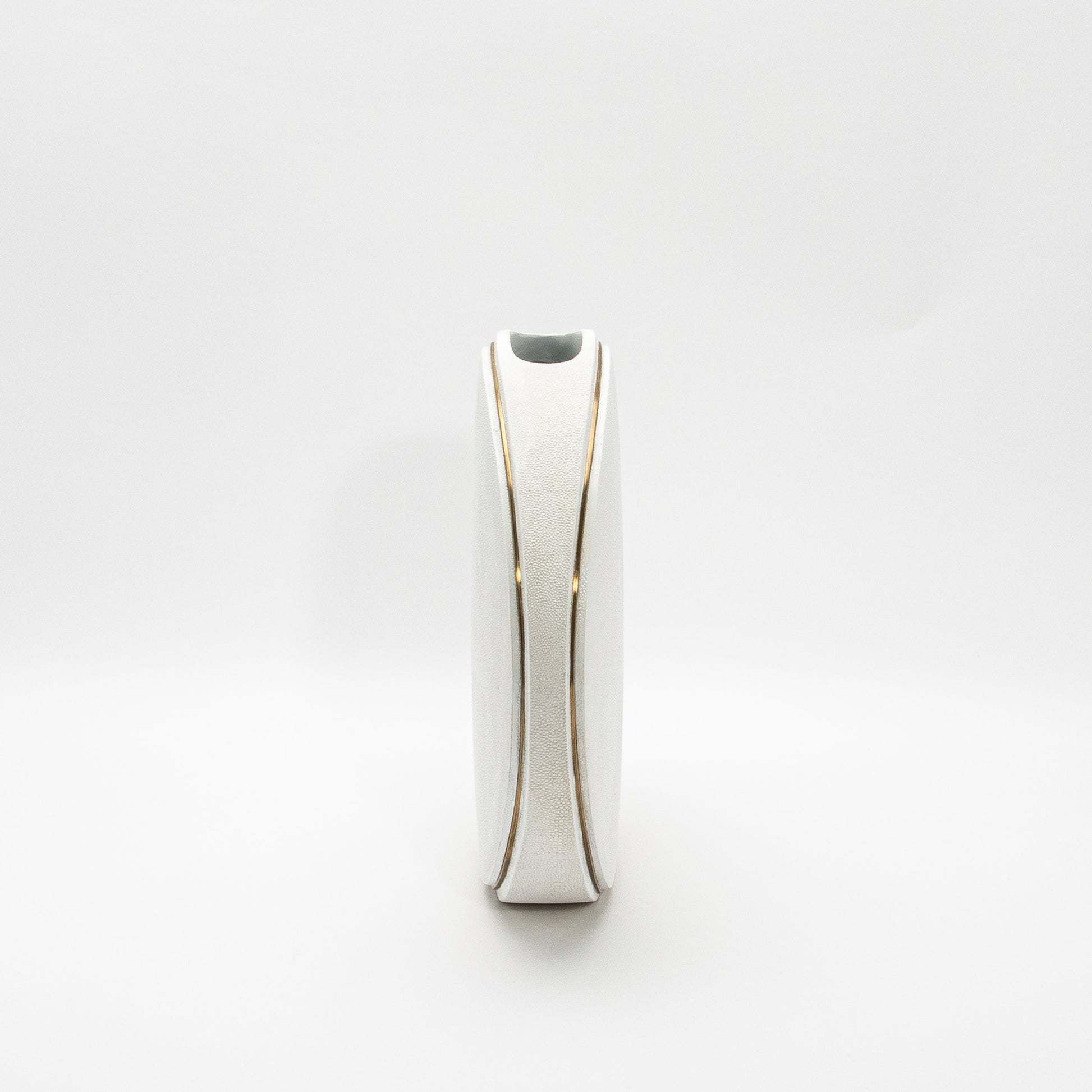 Vase in White Shagreen with Brass by R&Y Augousti
