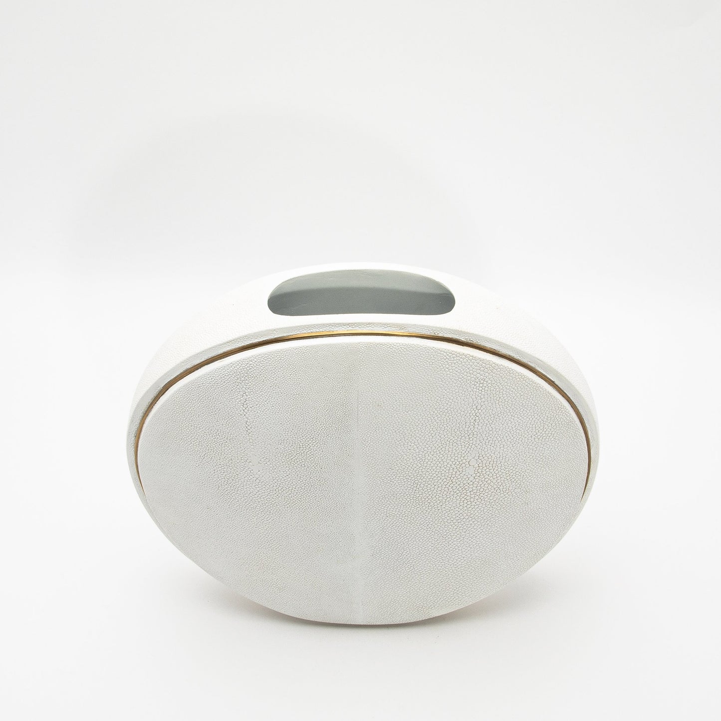 Vase in White Shagreen with Brass by R&Y Augousti