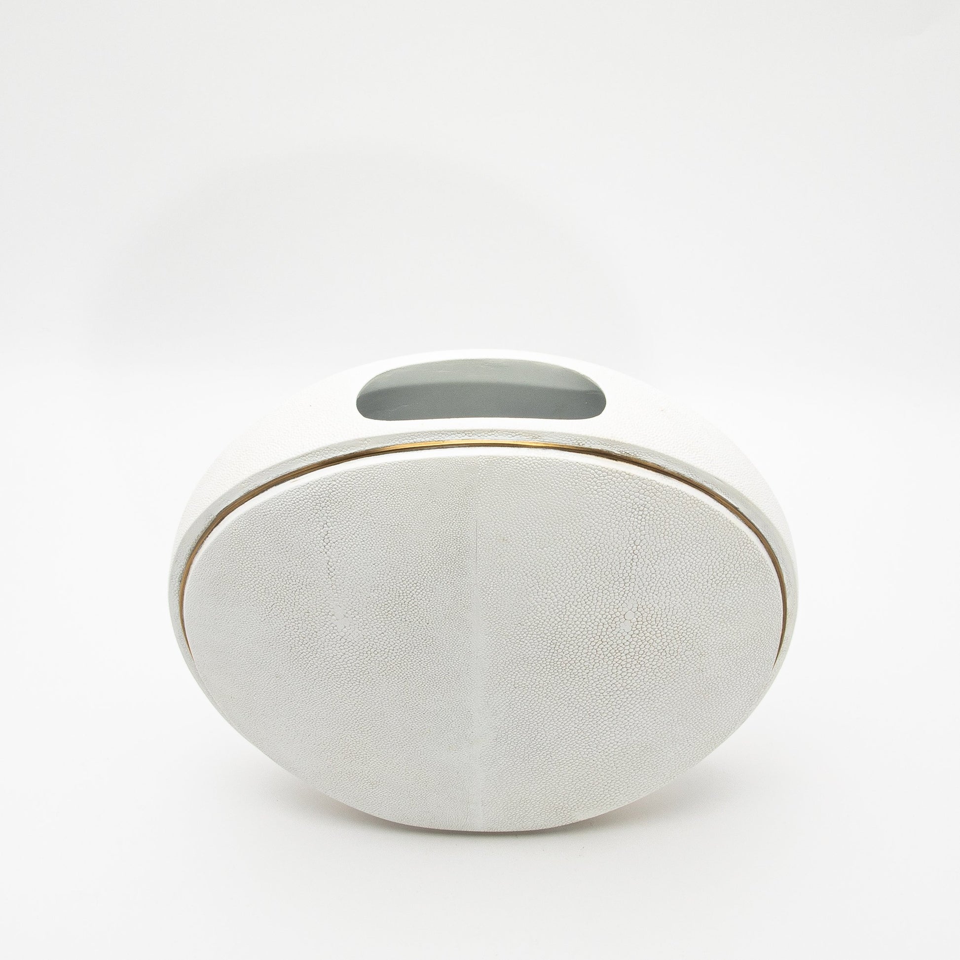 Vase in White Shagreen with Brass by R&Y Augousti