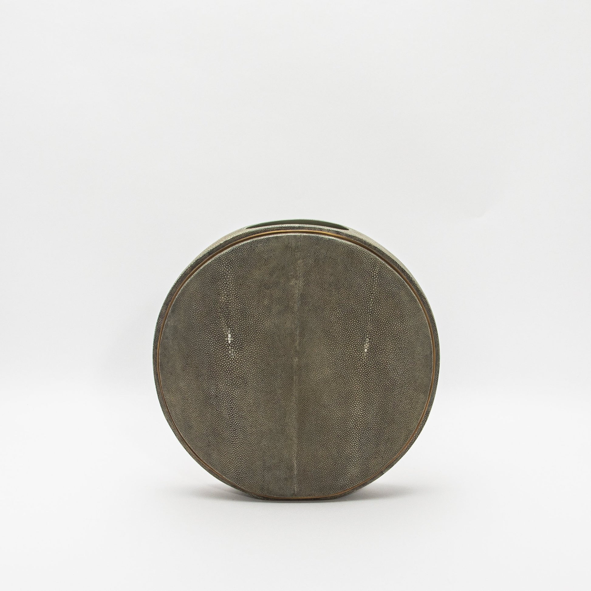 Vase in Grey Shagreen with Brass by R&Y Augousti