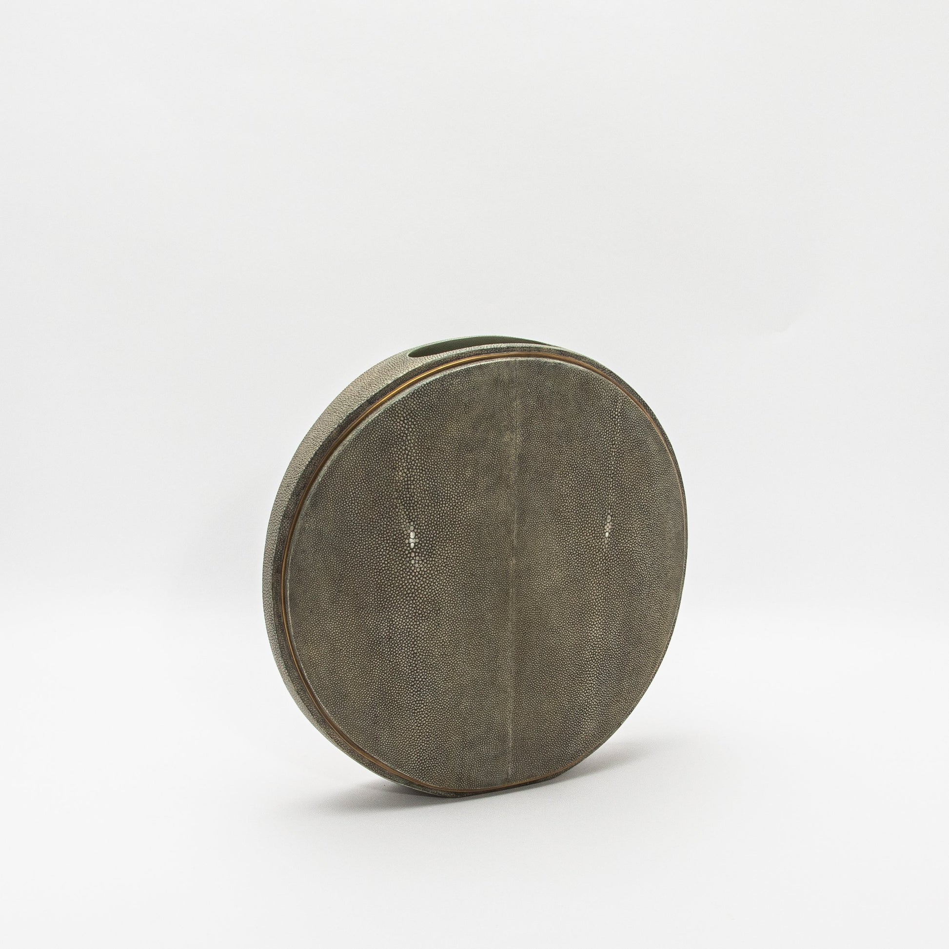 Vase in Grey Shagreen with Brass by R&Y Augousti