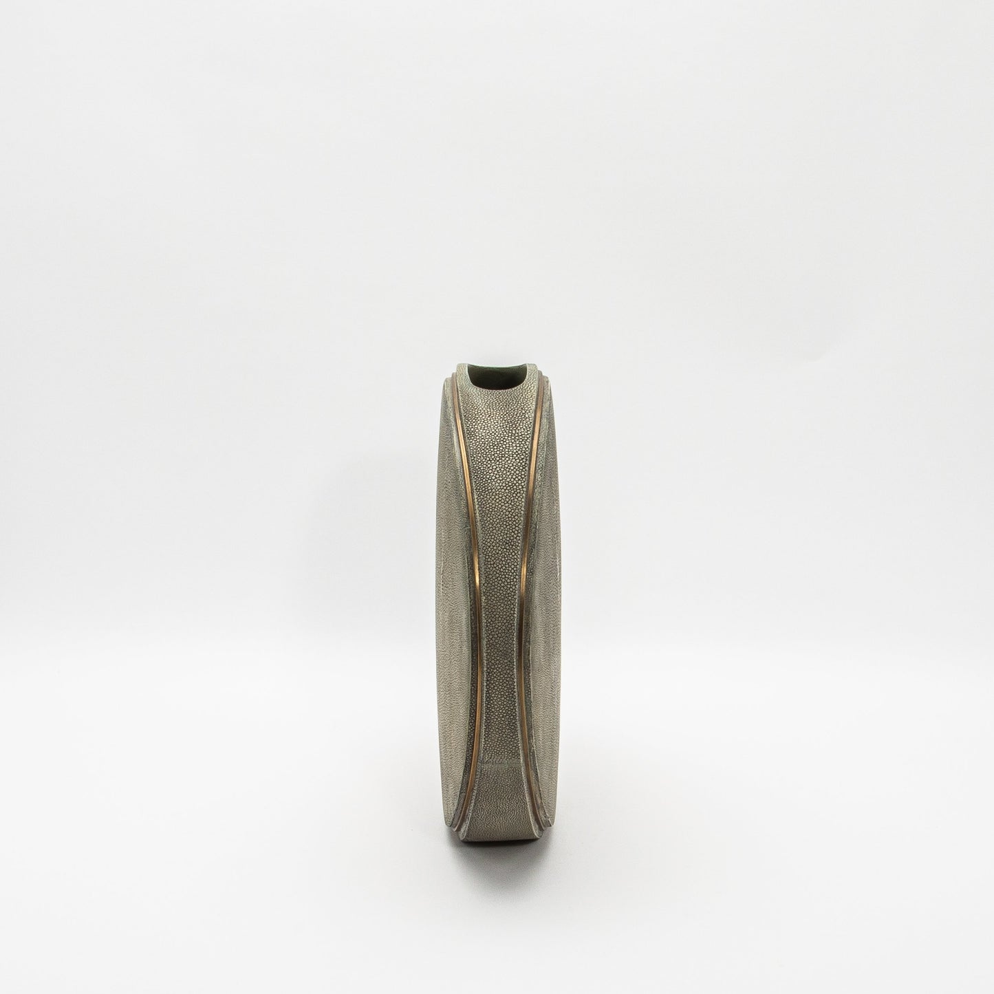 Vase in Grey Shagreen with Brass by R&Y Augousti