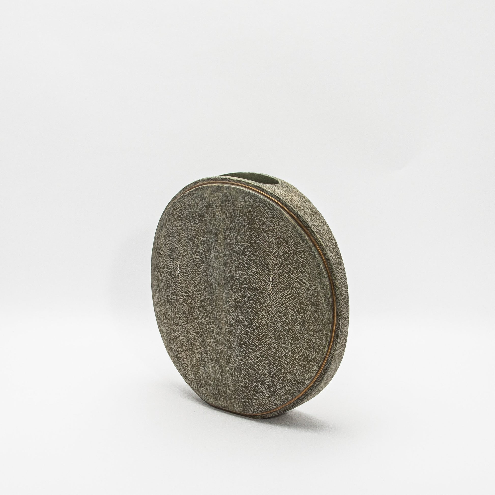 Vase in Grey Shagreen with Brass by R&Y Augousti