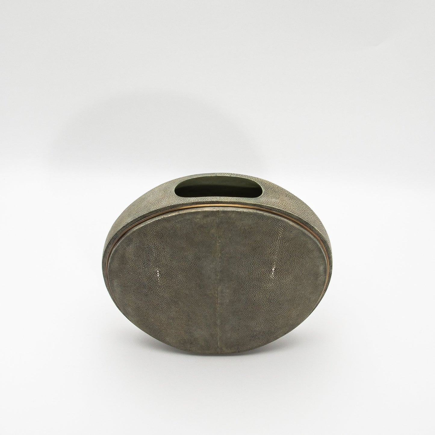 Vase in Grey Shagreen with Brass by R&Y Augousti