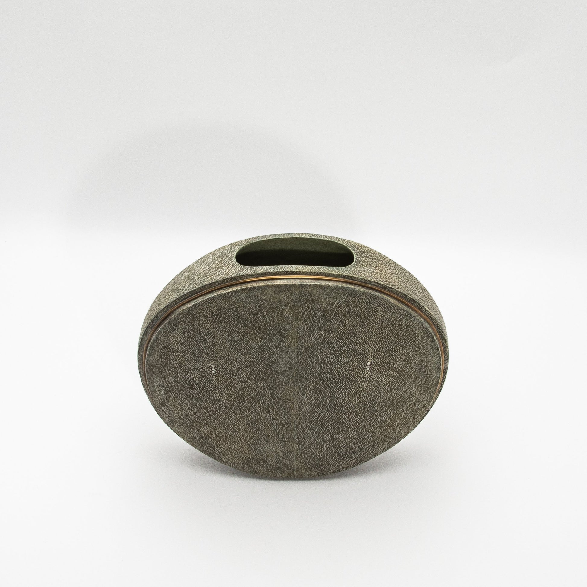 Vase in Grey Shagreen with Brass by R&Y Augousti