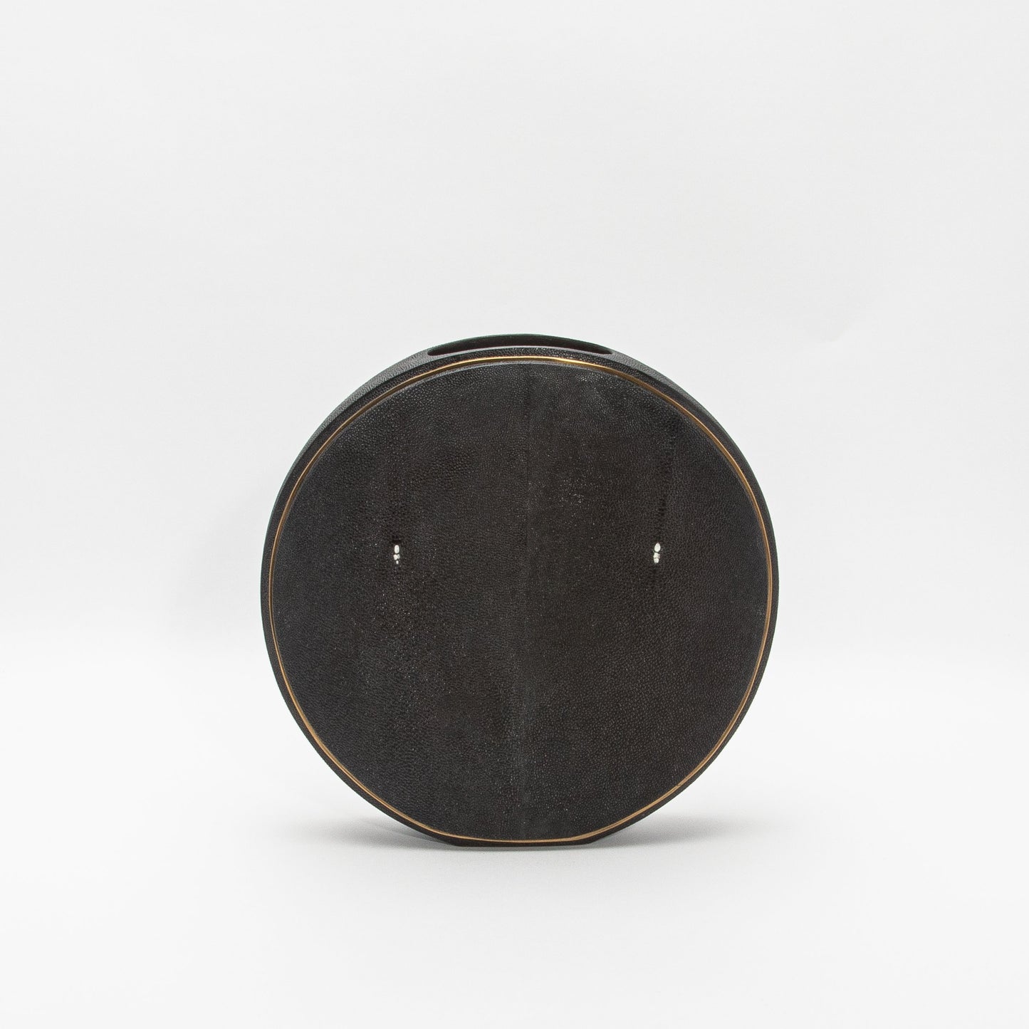 Vase in Black Shagreen with Brass by R&Y Augousti