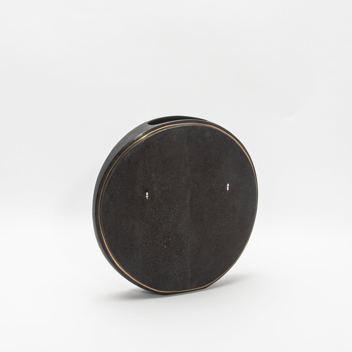 Vase in Black Shagreen with Brass by R&Y Augousti