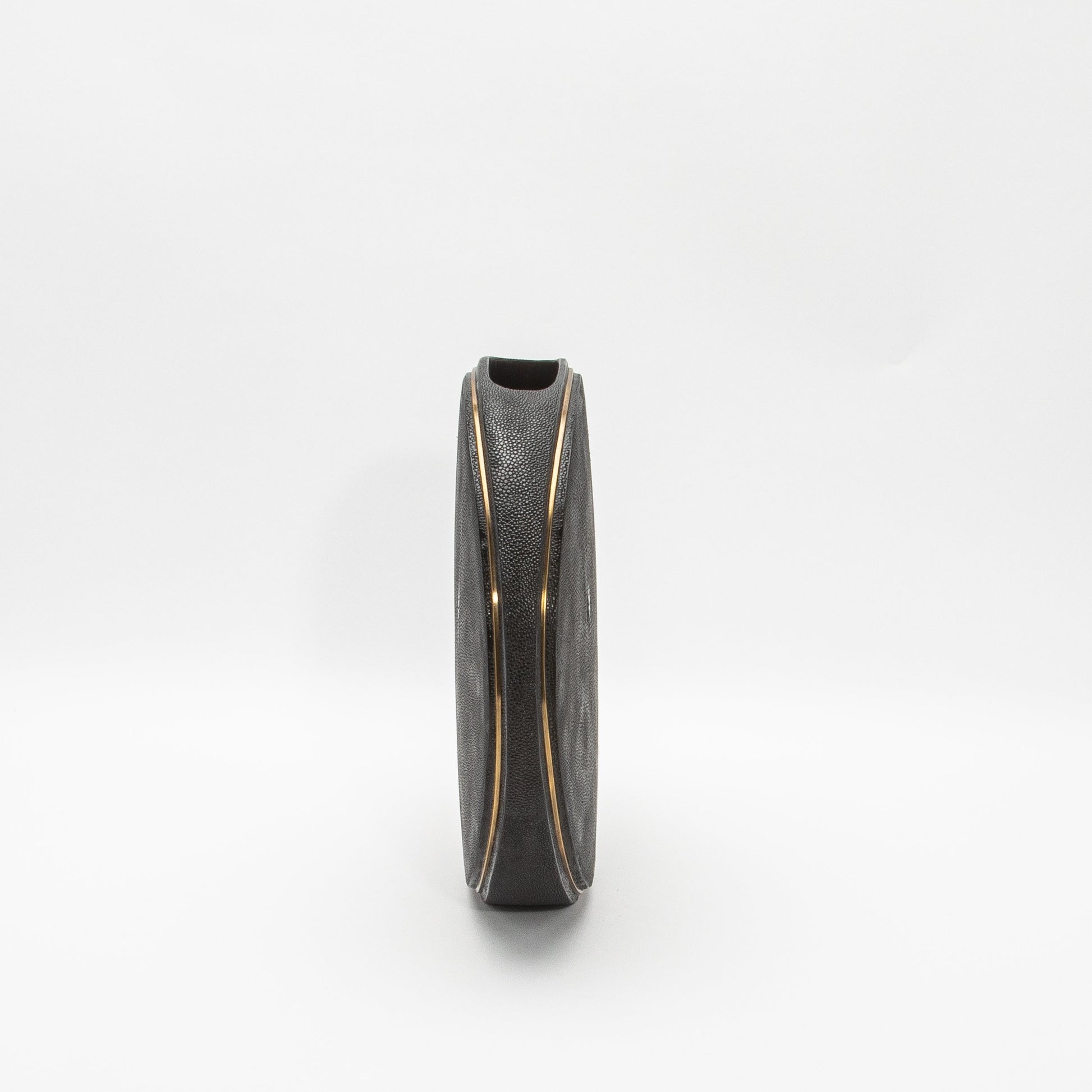 Vase in Black Shagreen with Brass by R&Y Augousti