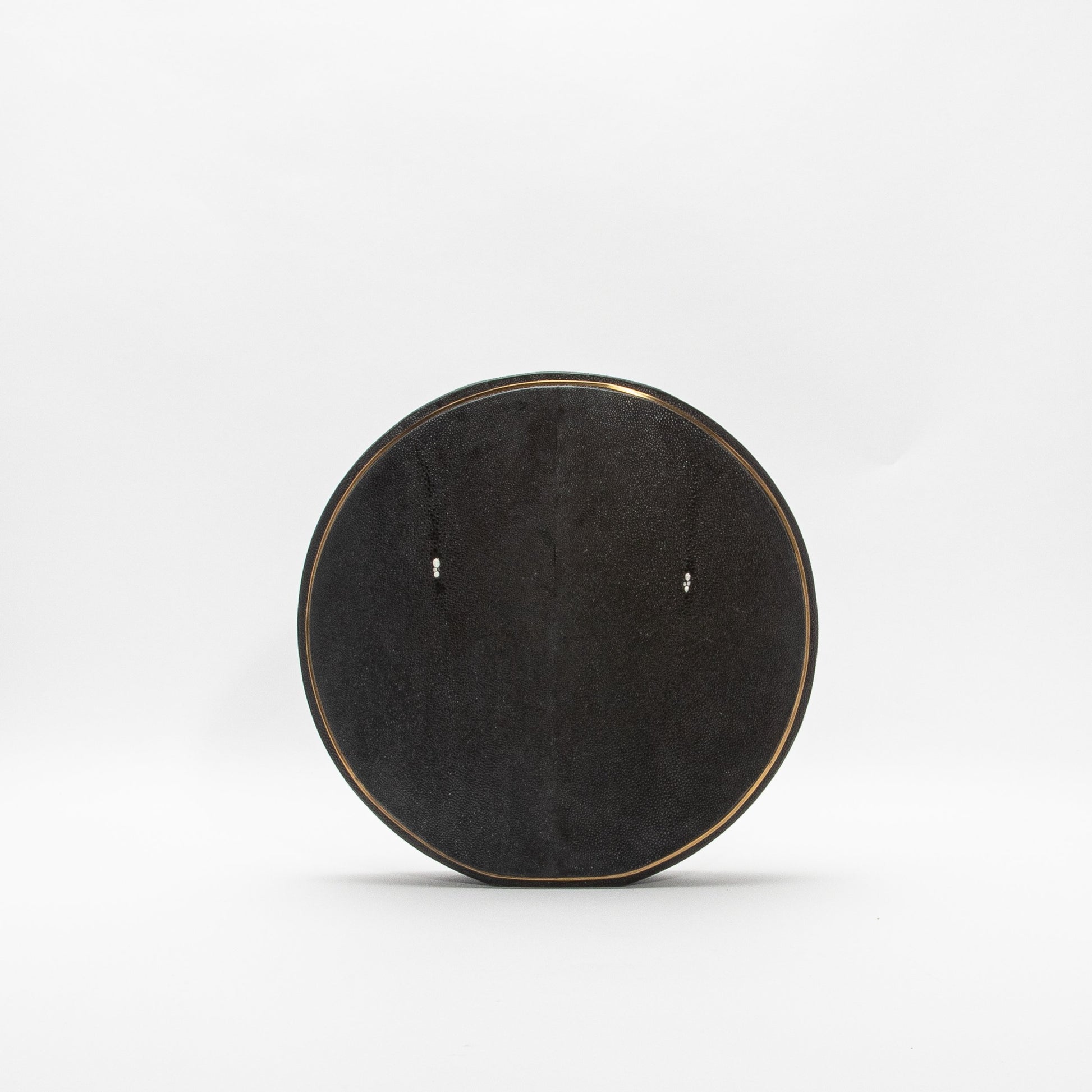 Vase in Black Shagreen with Brass by R&Y Augousti