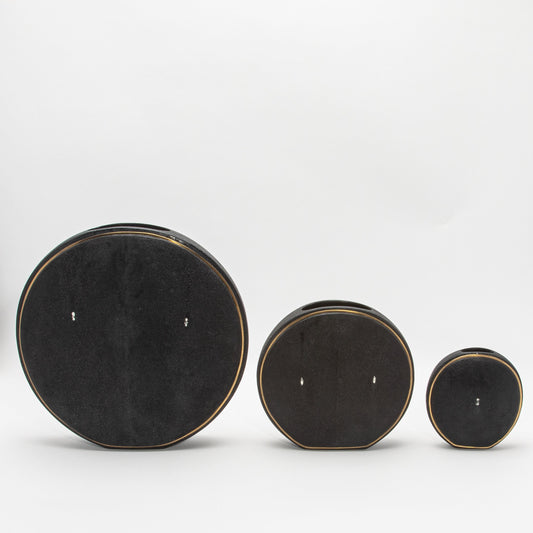 Vase in Black Shagreen with Brass by R&Y Augousti
