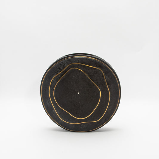 Vase in Black Shagreen with Brass by R&Y Augousti