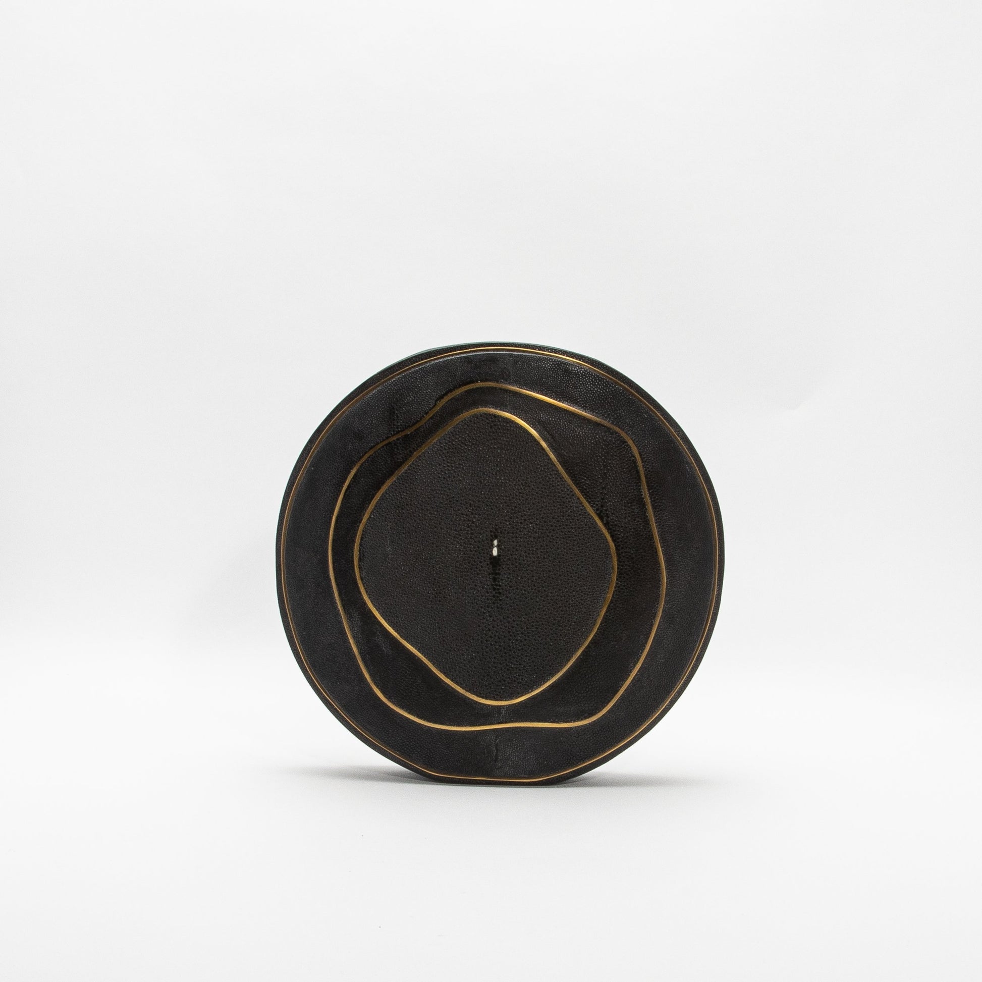 Vase in Black Shagreen with Brass by R&Y Augousti