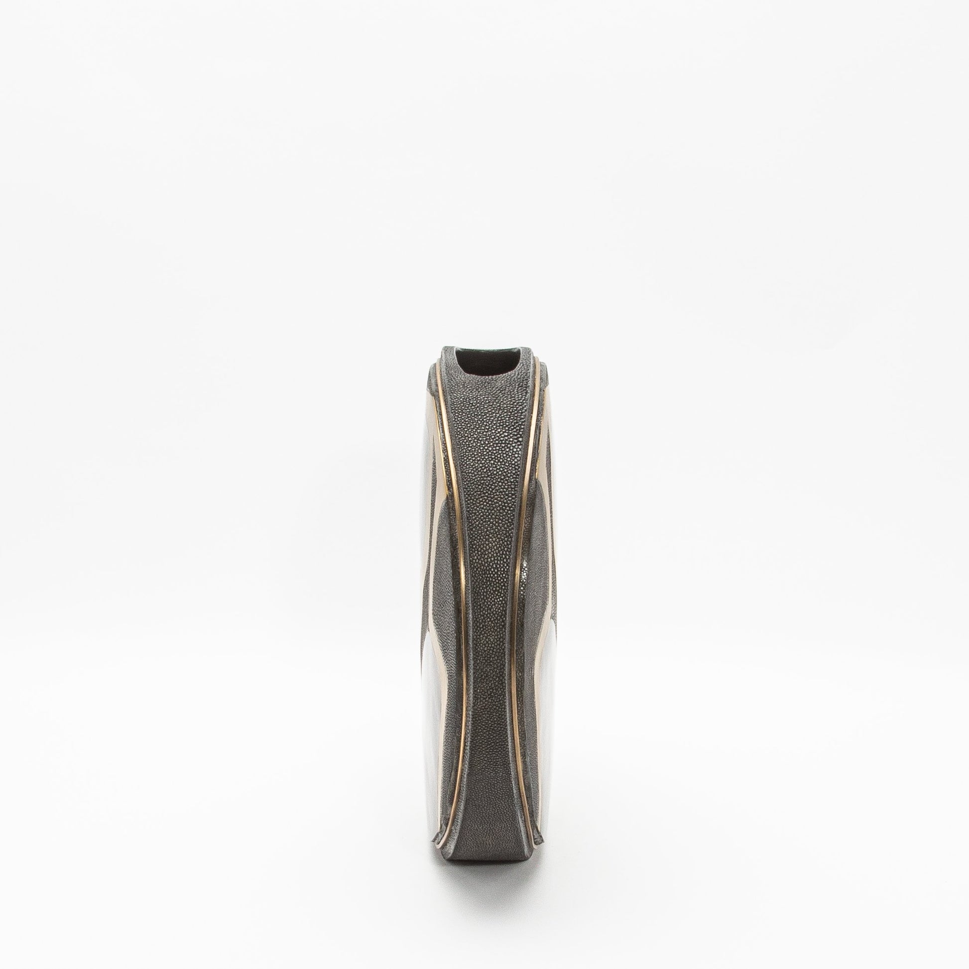 Vase in Black Shagreen, Shell, and Brass by R&Y Augousti