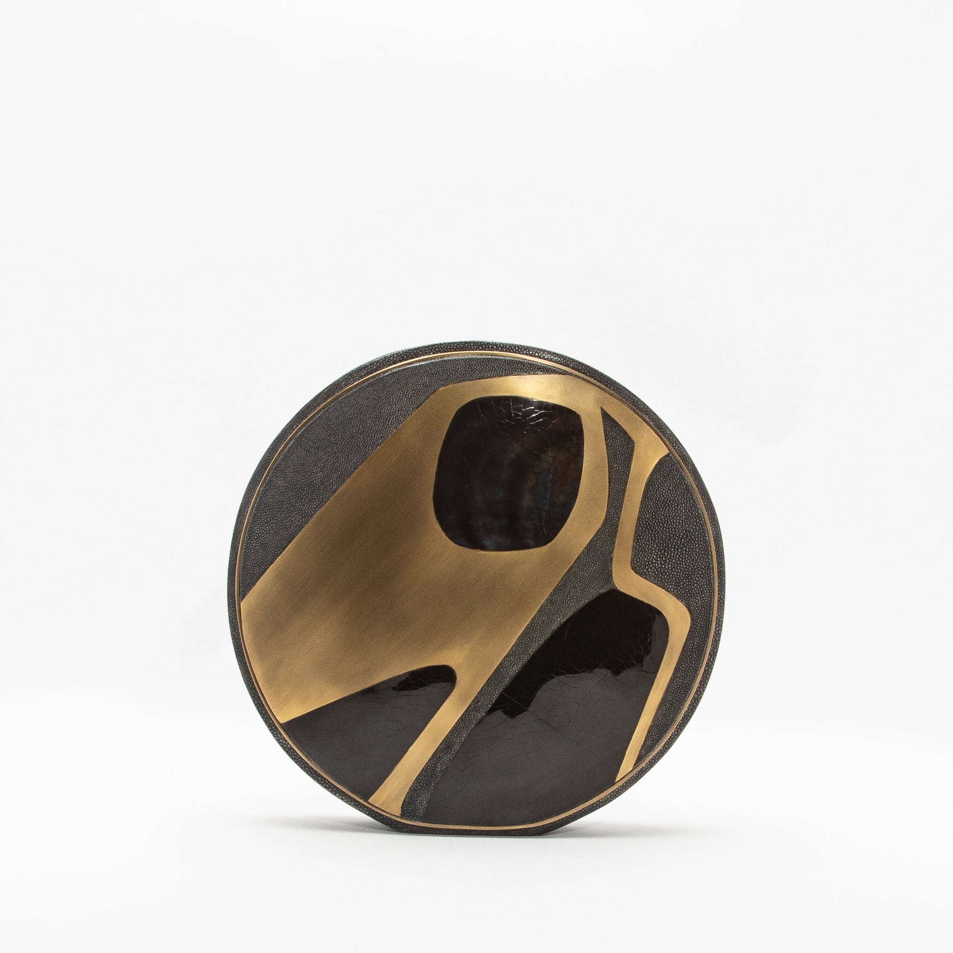 Vase in Black Shagreen, Shell, and Brass by R&Y Augousti
