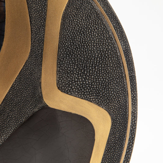 Vase in Black Shagreen, Shell, and Brass by R&Y Augousti