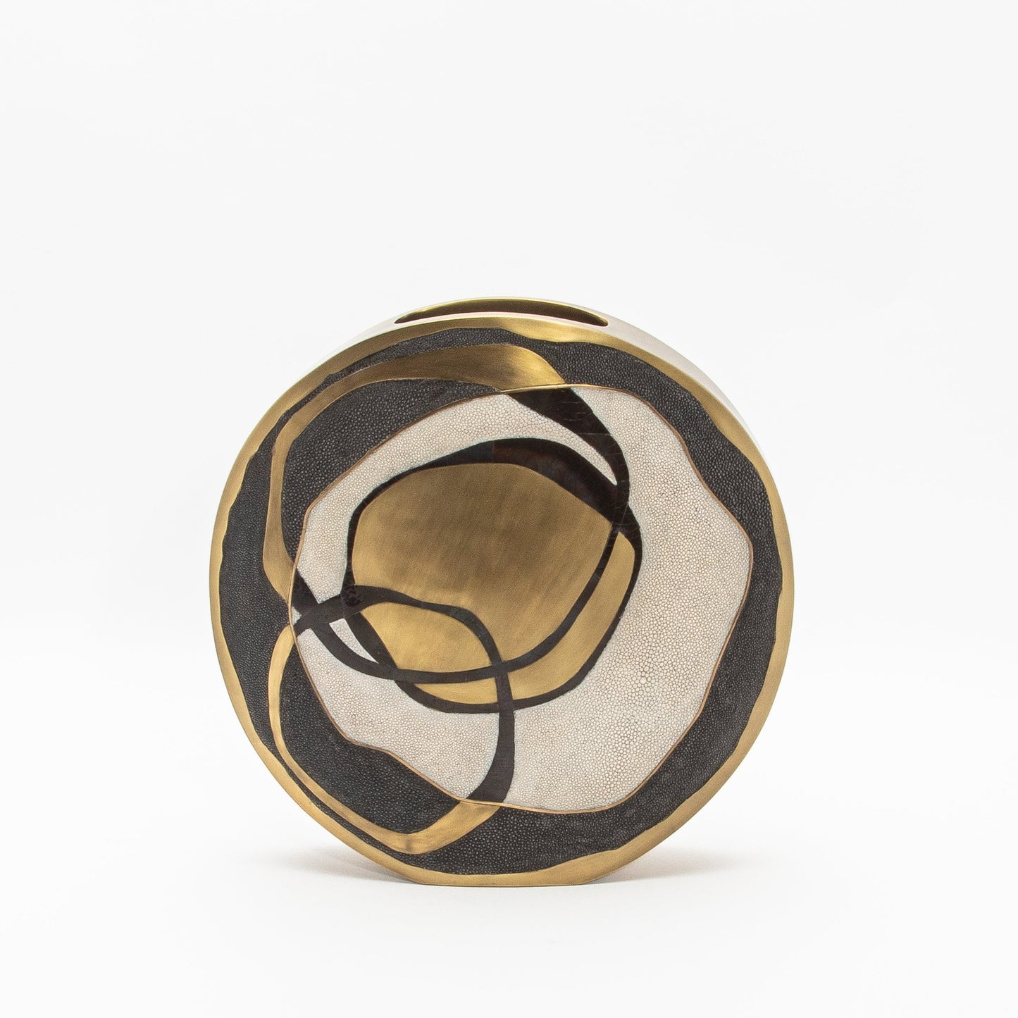 Vase in Cream Shagreen, Shell, and Brass by R&Y Augousti
