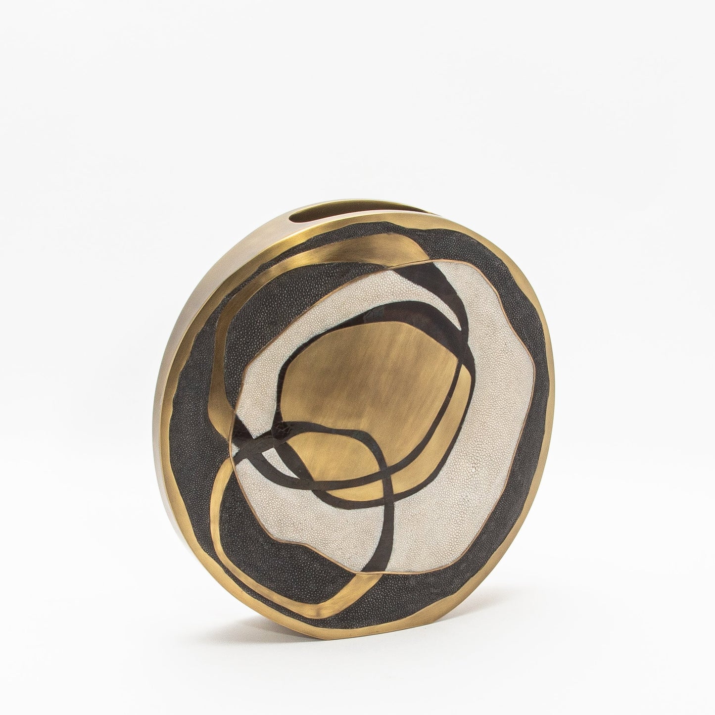 Vase in Cream Shagreen, Shell, and Brass by R&Y Augousti