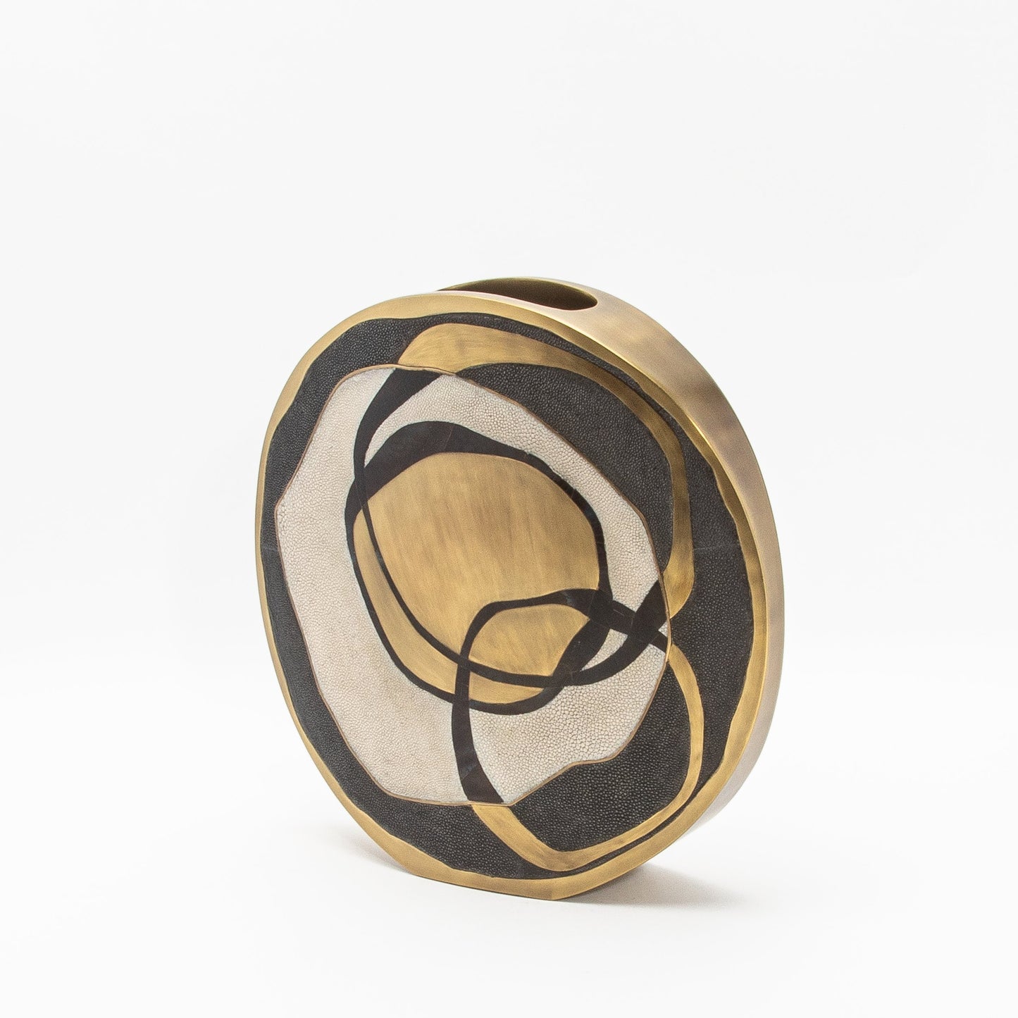 Vase in Cream Shagreen, Shell, and Brass by R&Y Augousti
