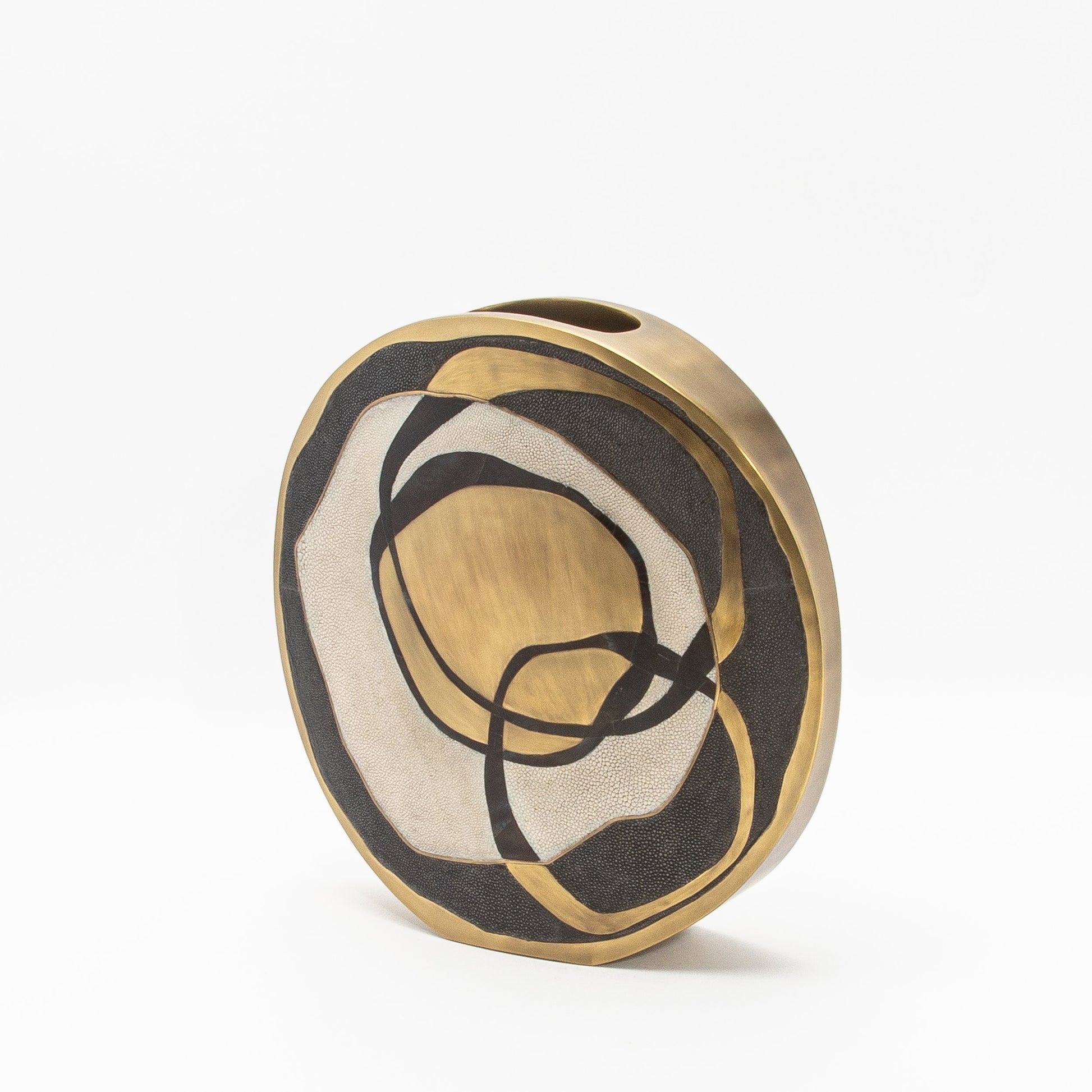 Vase in Cream Shagreen, Shell, and Brass by R&Y Augousti