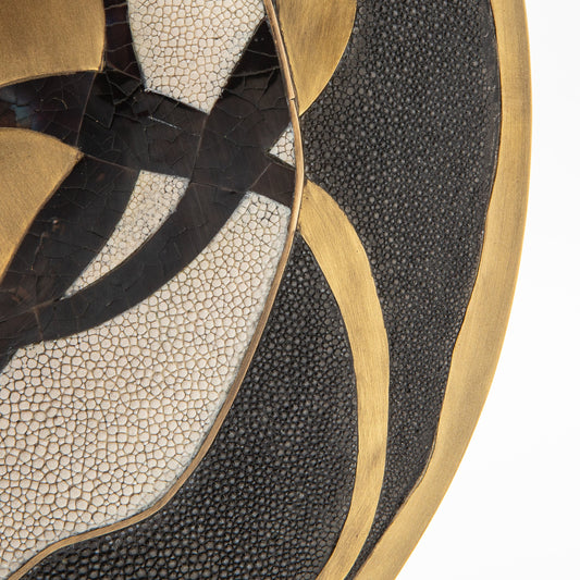 Vase in Cream Shagreen, Shell, and Brass by R&Y Augousti