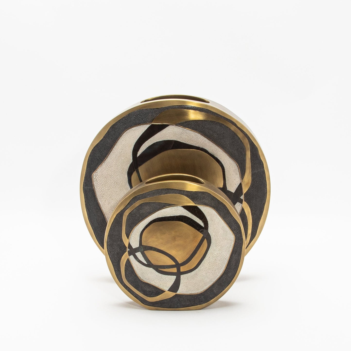 Vase in Cream Shagreen, Shell, and Brass by R&Y Augousti