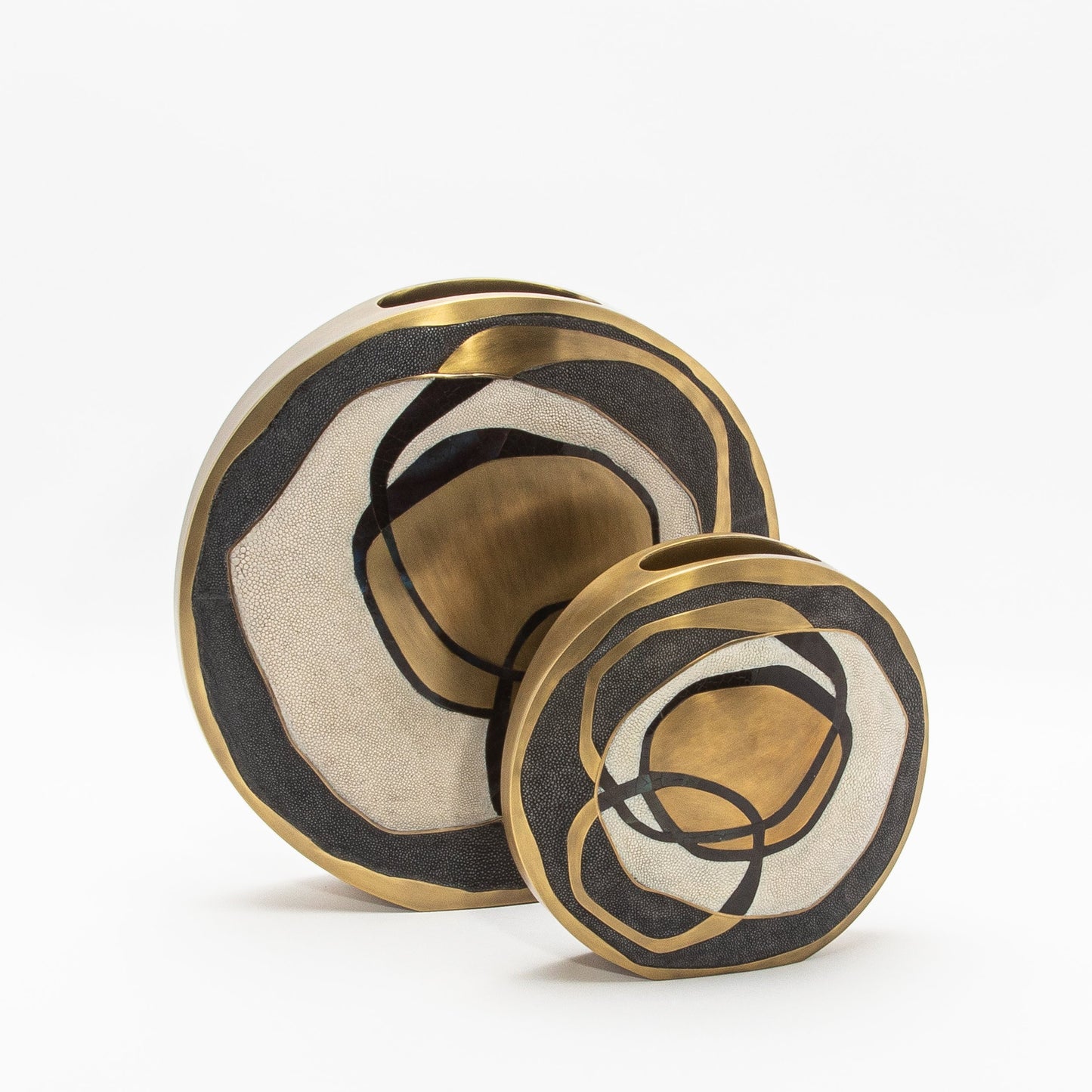 Vase in Cream Shagreen, Shell, and Brass by R&Y Augousti
