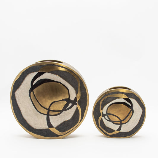 Vase in Cream Shagreen, Shell, and Brass by R&Y Augousti
