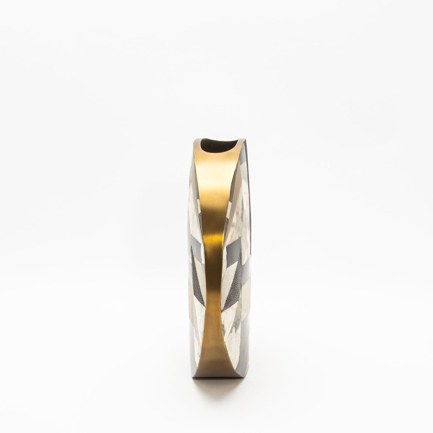 Vase in Black Shagreen, Quartz, Shell, and Brass by R&Y Augousti