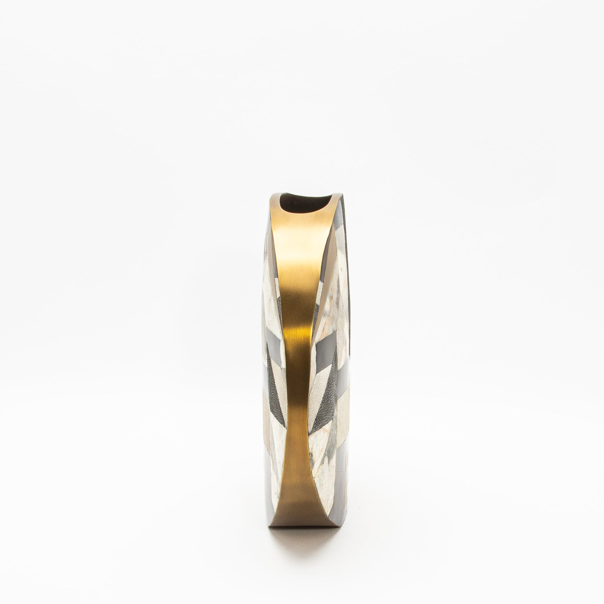 Vase in Black Shagreen, Quartz, Shell, and Brass by R&Y Augousti