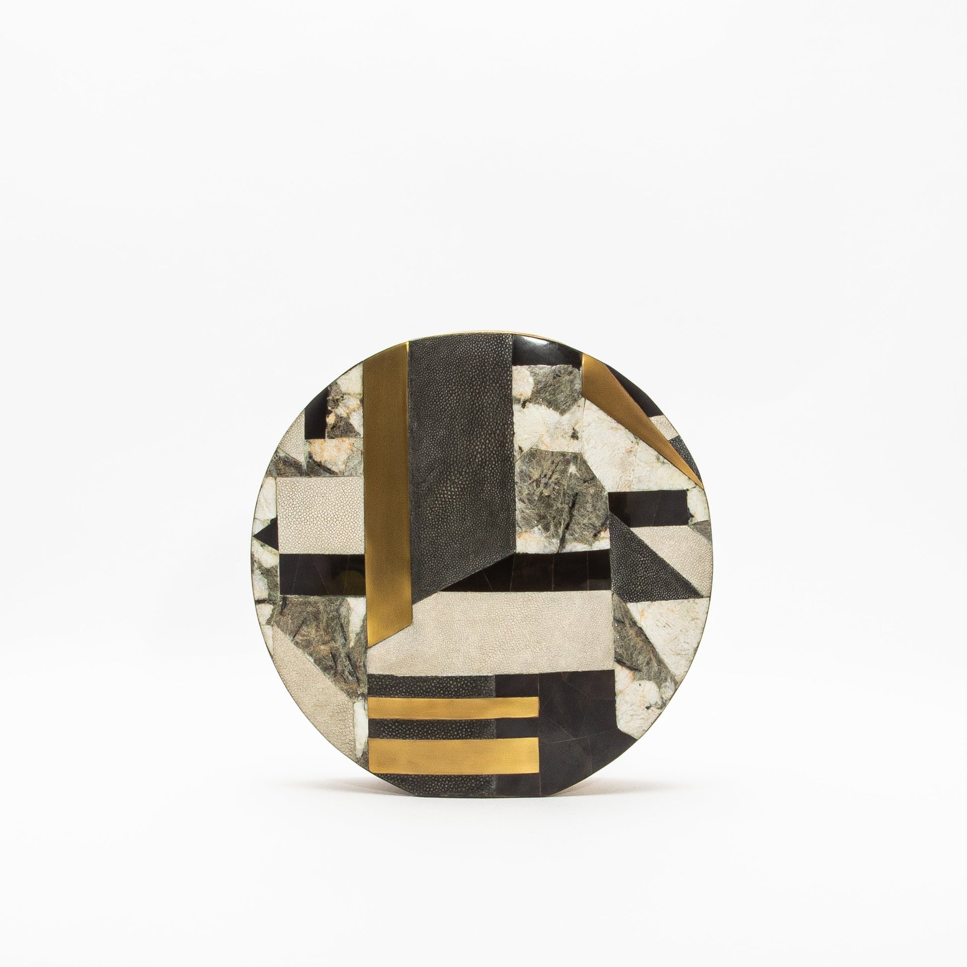 Vase in Black Shagreen, Quartz, Shell, and Brass by R&Y Augousti