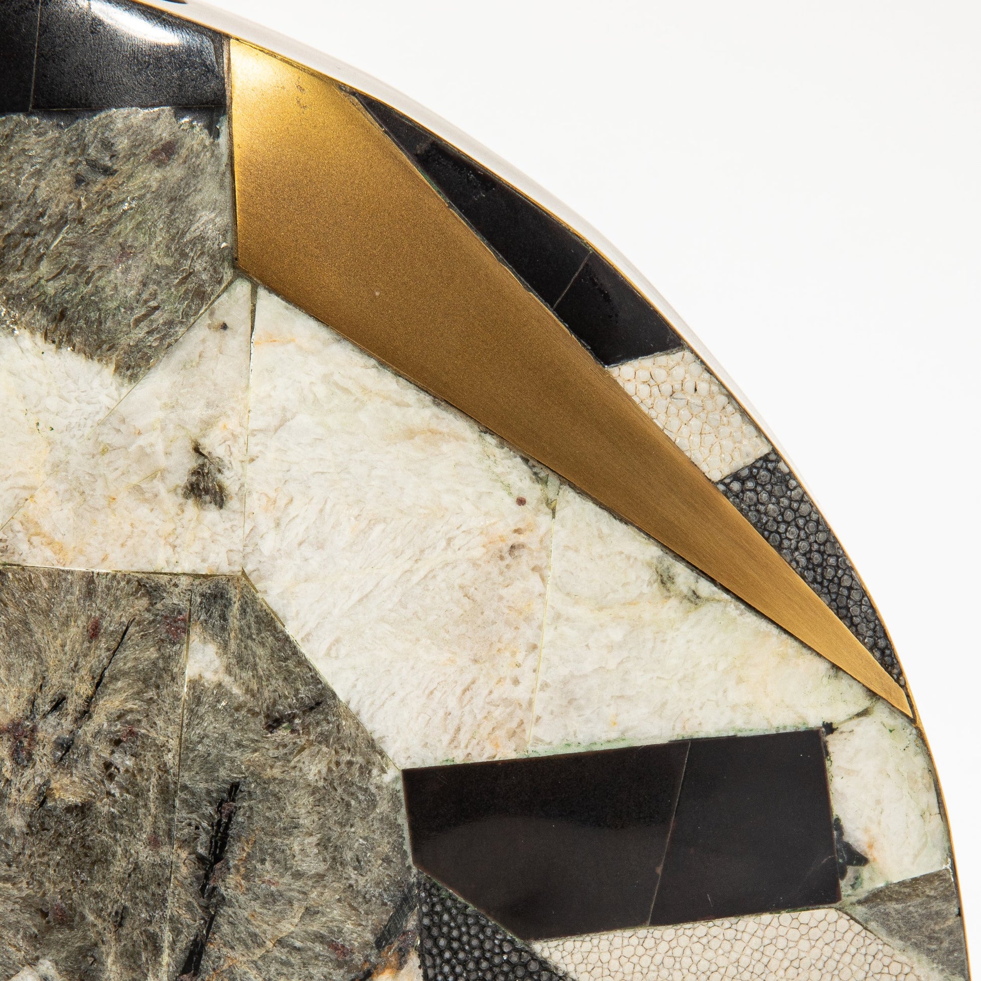 Vase in Black Shagreen, Quartz, Shell, and Brass by R&Y Augousti