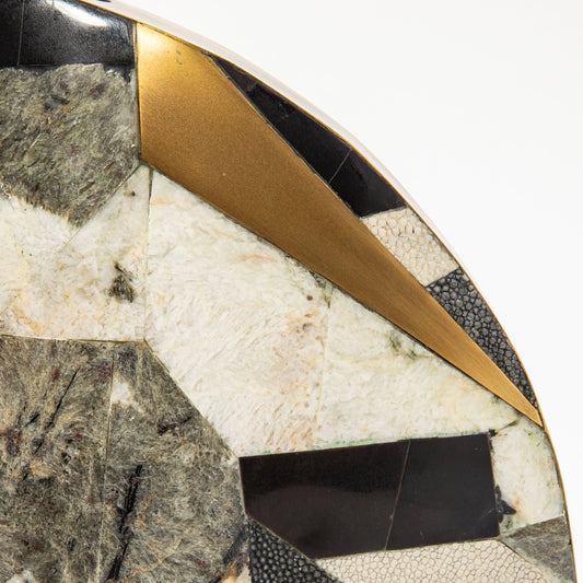 Vase in Black Shagreen, Quartz, Shell, and Brass by R&Y Augousti
