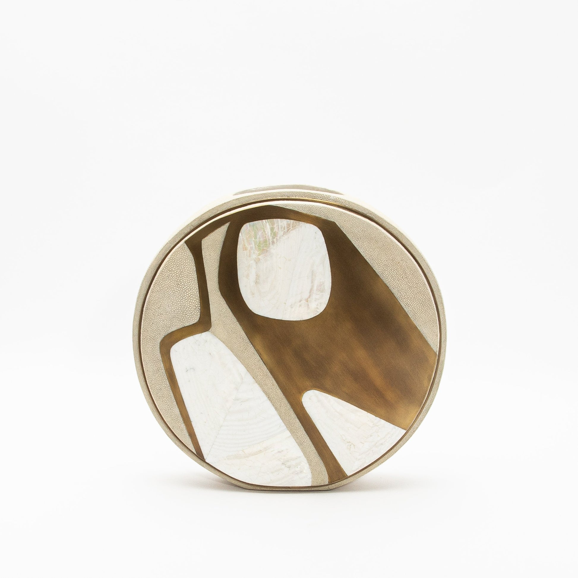 Vase in Cream Shagreen, Mother of Pearl, and Brass by R&Y Augousti