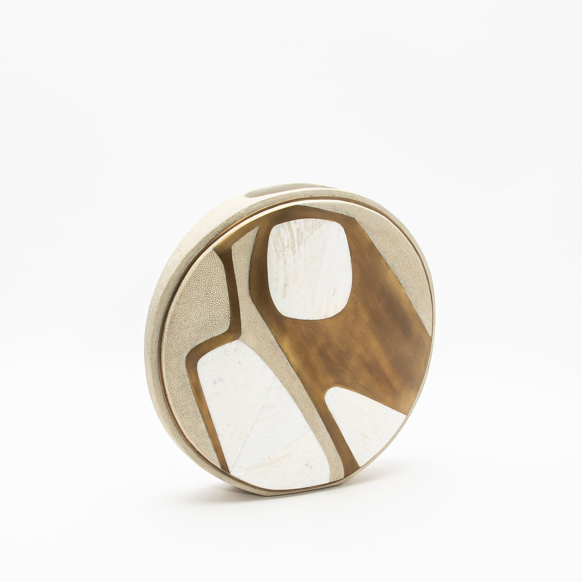 Vase in Cream Shagreen, Mother of Pearl, and Brass by R&Y Augousti