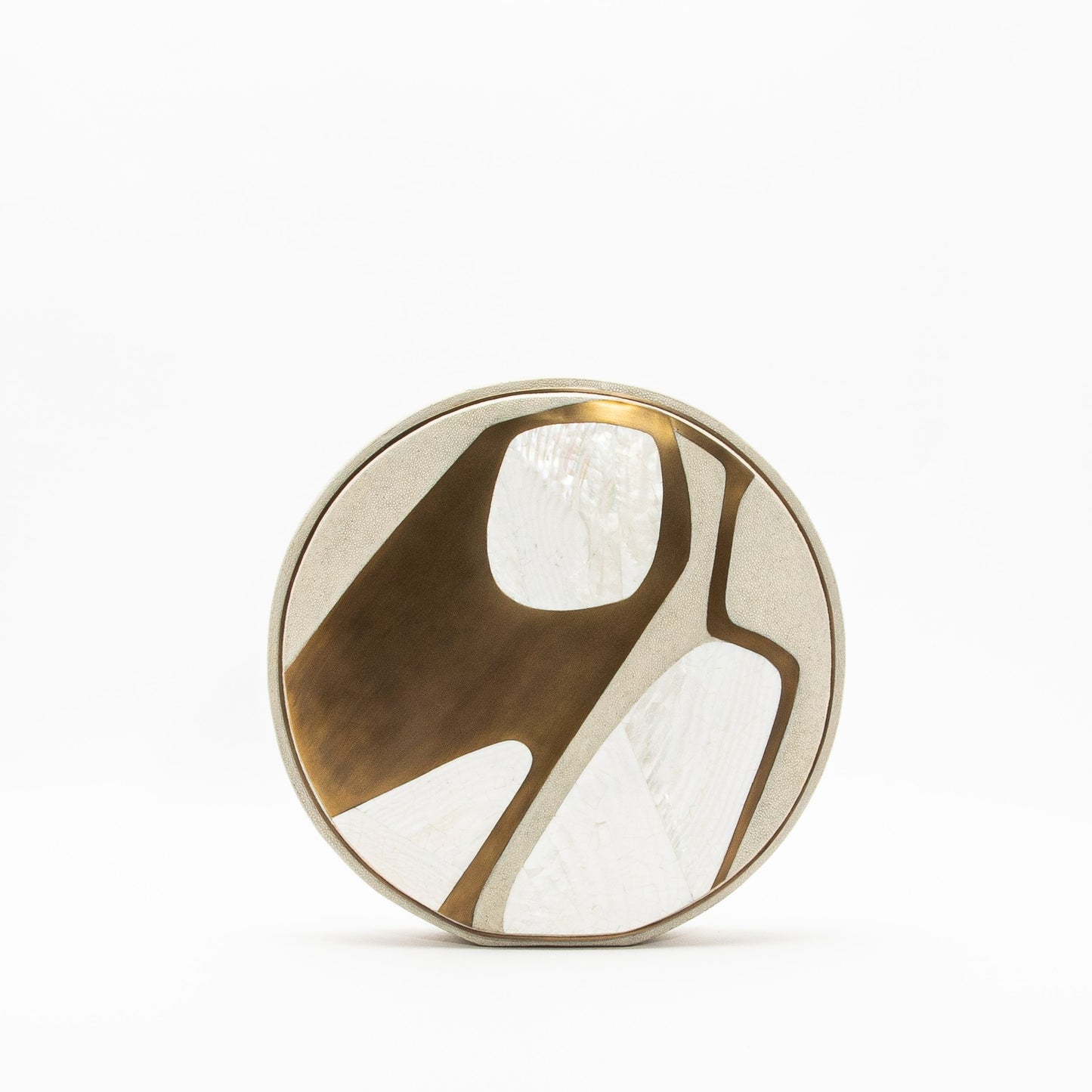 Vase in Cream Shagreen, Mother of Pearl, and Brass by R&Y Augousti